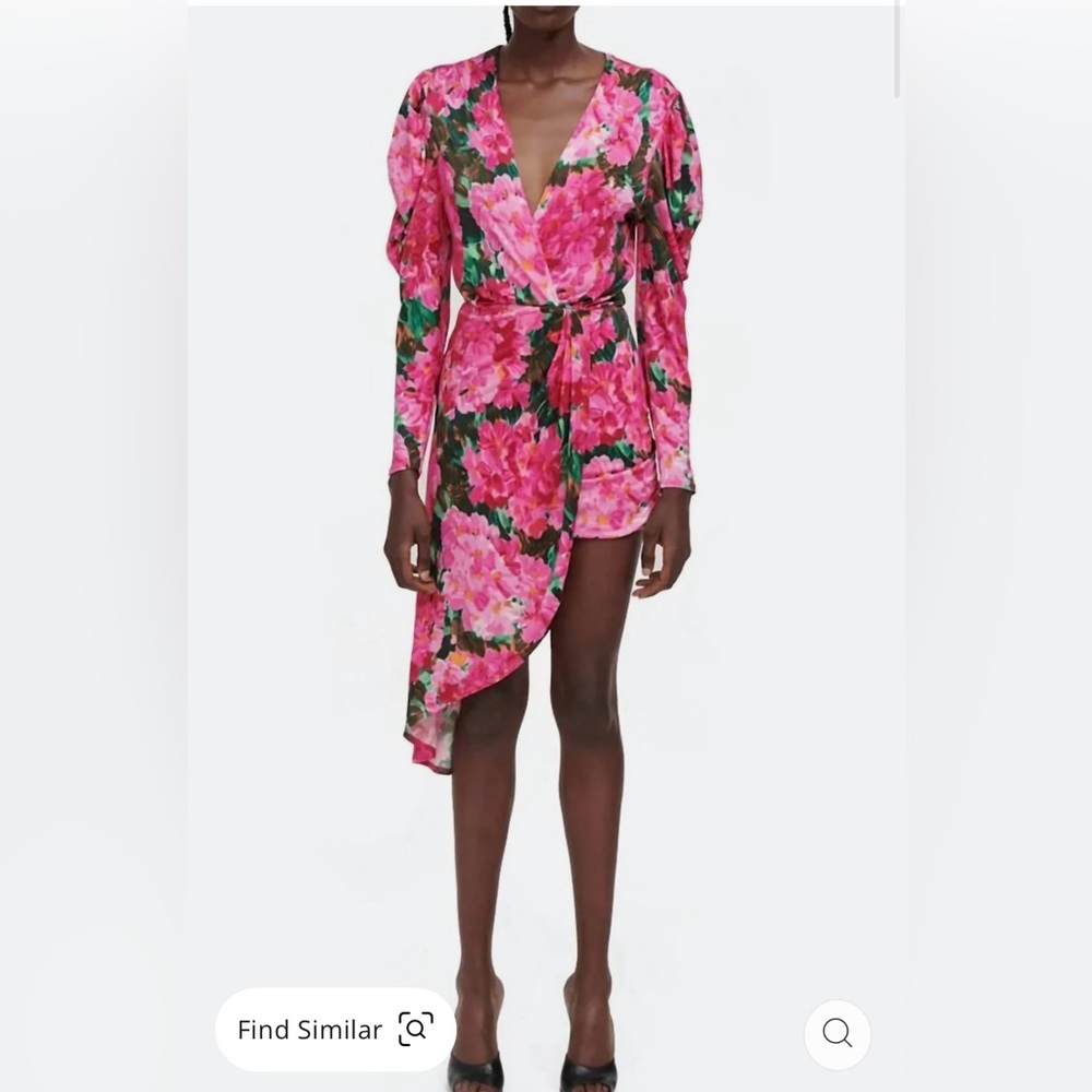 Ronny Kobo Collection Pink Ruffled Wrap Dress
